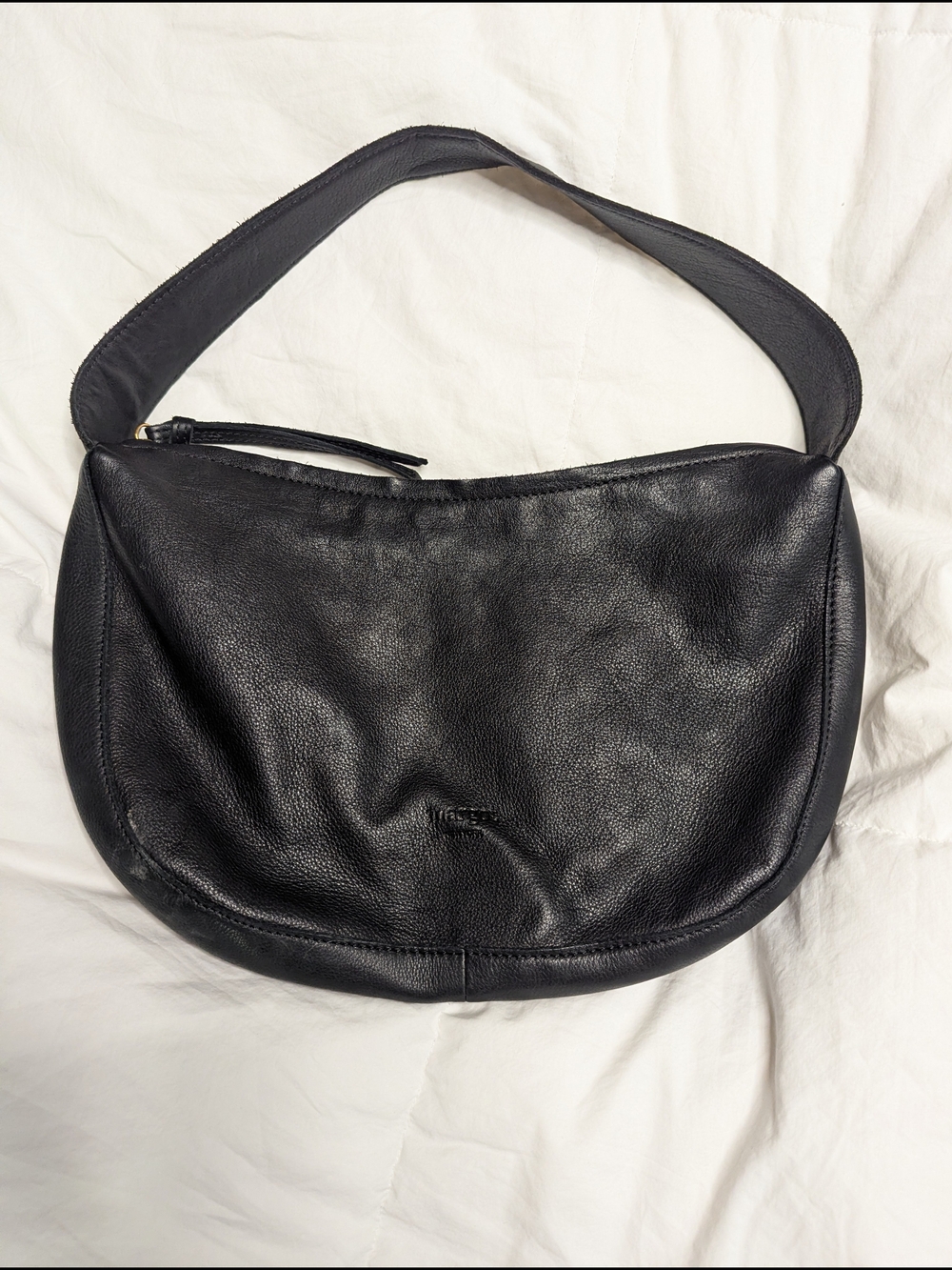 Classic Black Leather Hobo Shoulder Bag
